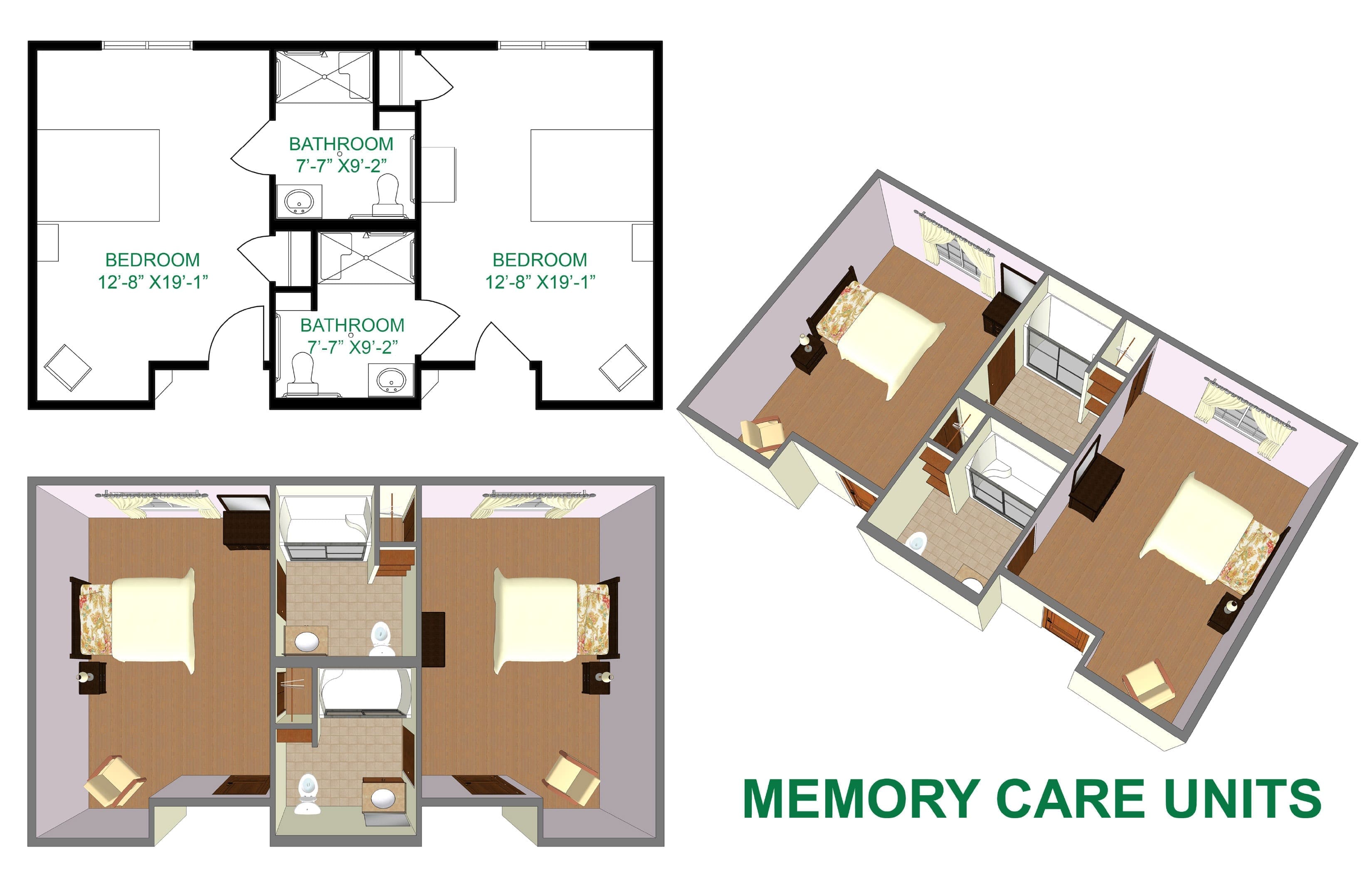 The Village at Skyline Pines memory care room layout