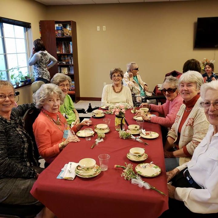 Elder ladies having tea