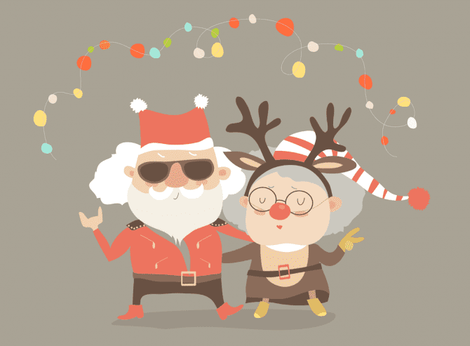 Cartoon of Grandma and Grandpa dressed up for Christmas Cartoon of Grandma and Grandpa dressed up for Christmas